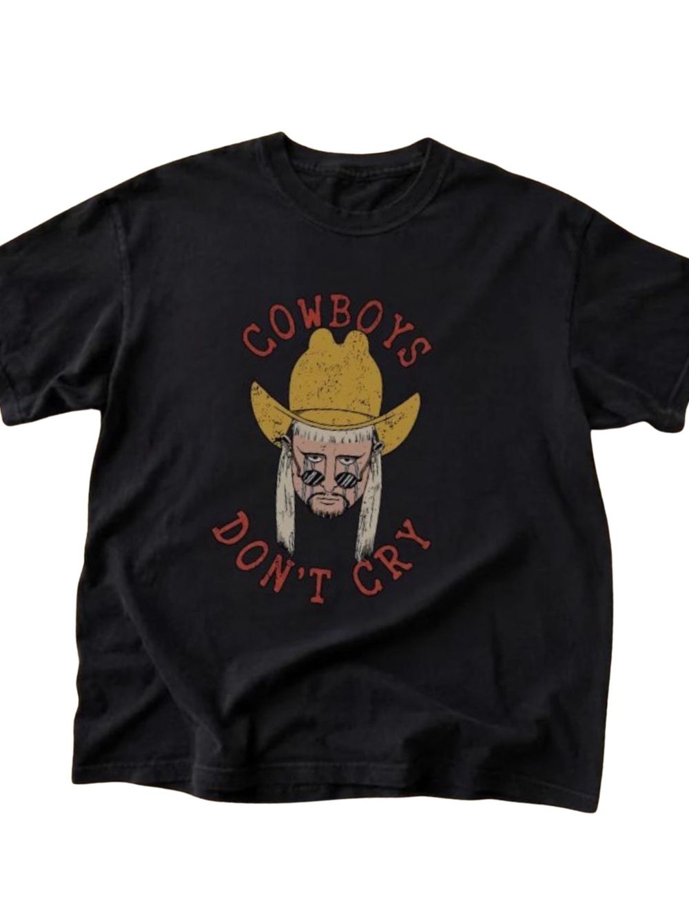 Gildan Cowboys Graphic Tee - Black with Yellow Hat & Red Text